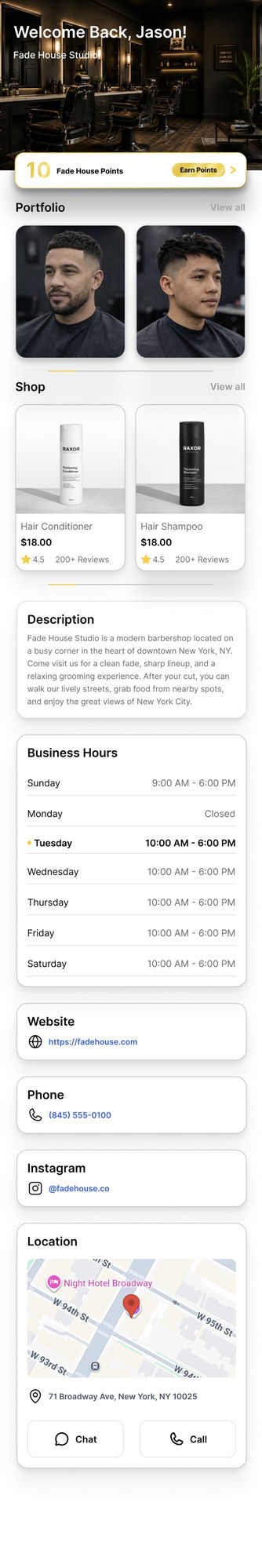 Booking screen